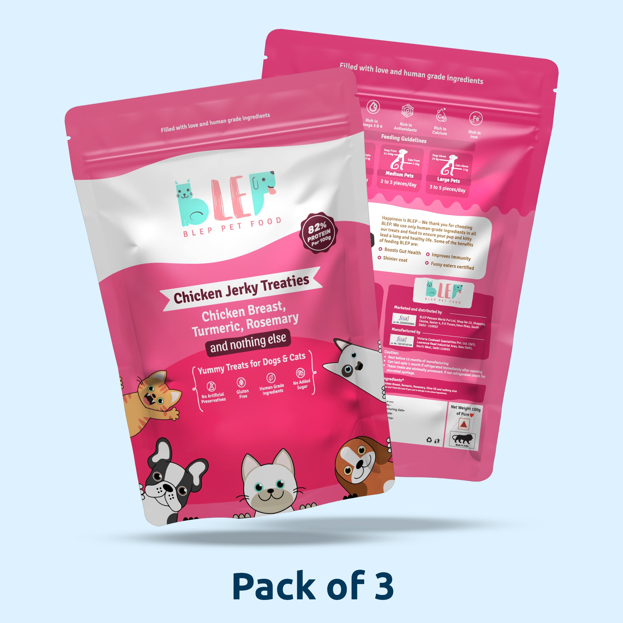 Chicken Jerky Treats for Cats & Dogs - 70g