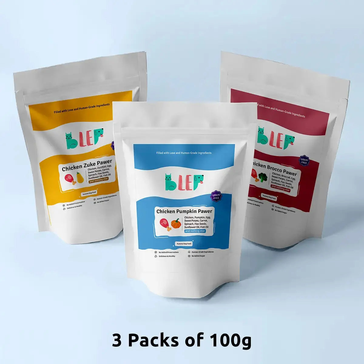 Chicken Zucchini, Pumpkin & Broccoli Fresh Dog Food - 3 packs of 100g BlepWorld