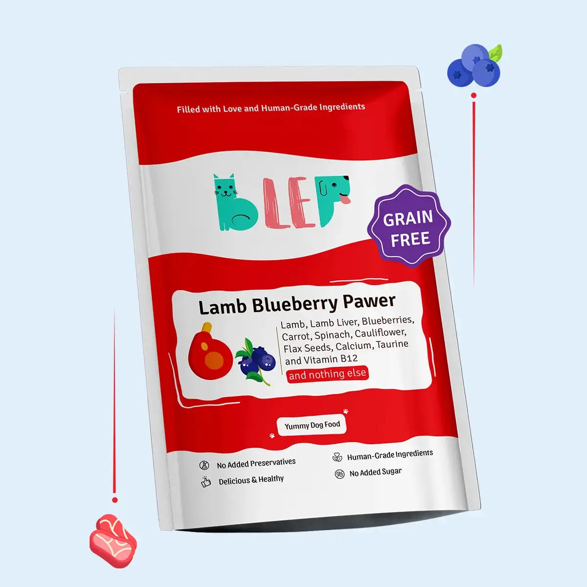 Monthly Pack of Lamb Blueberry Fresh Dog Food BlepWorld