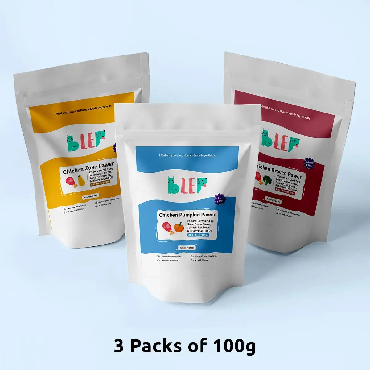 Chicken Zucchini, Pumpkin & Broccoli Fresh Dog Food - 3 packs of 100g BlepWorld