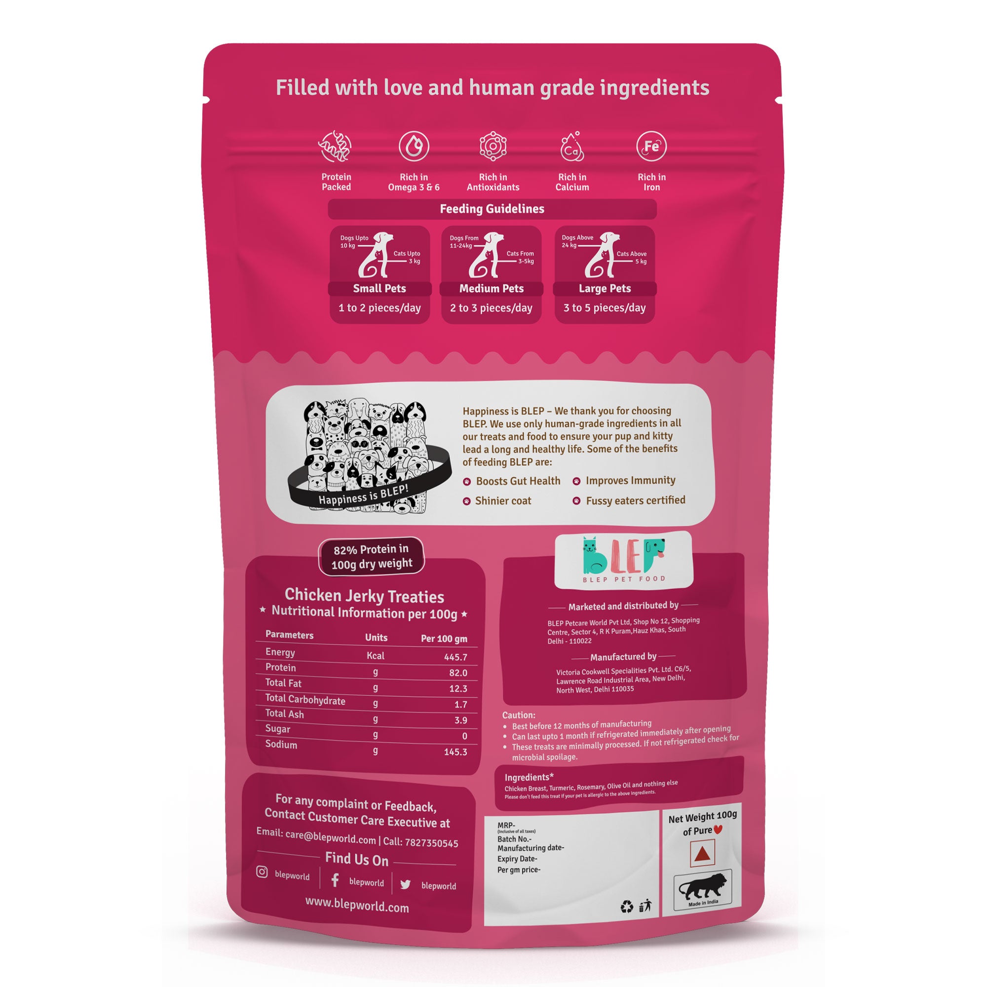 Chicken Jerky Treats for Cats & Dogs - 70g