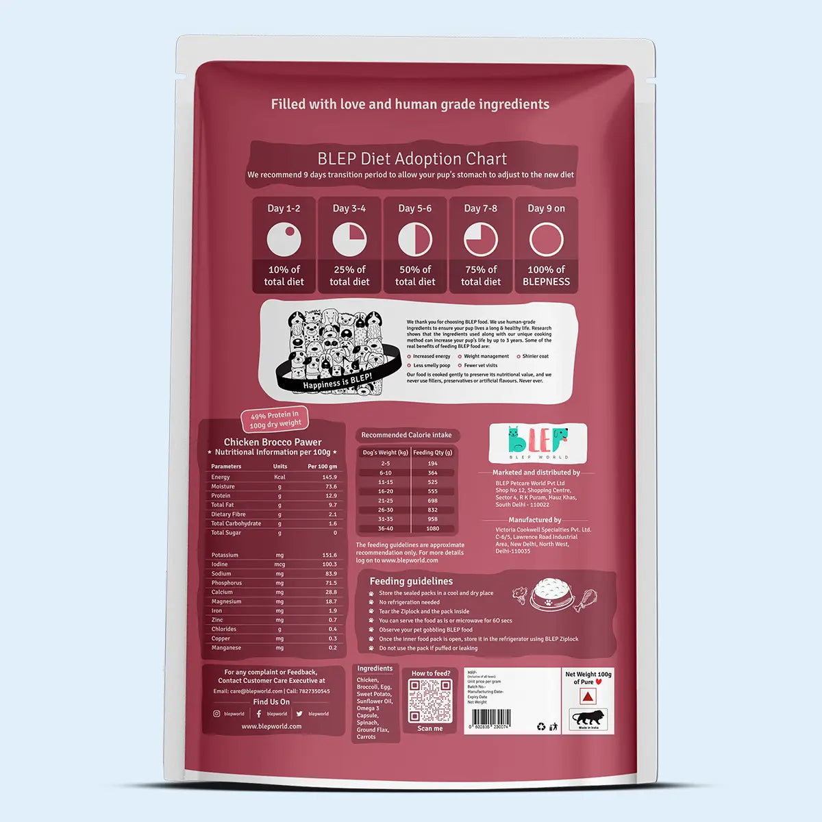 Chicken Broccoli Fresh Dog Food - Zero Preservatives BlepWorld