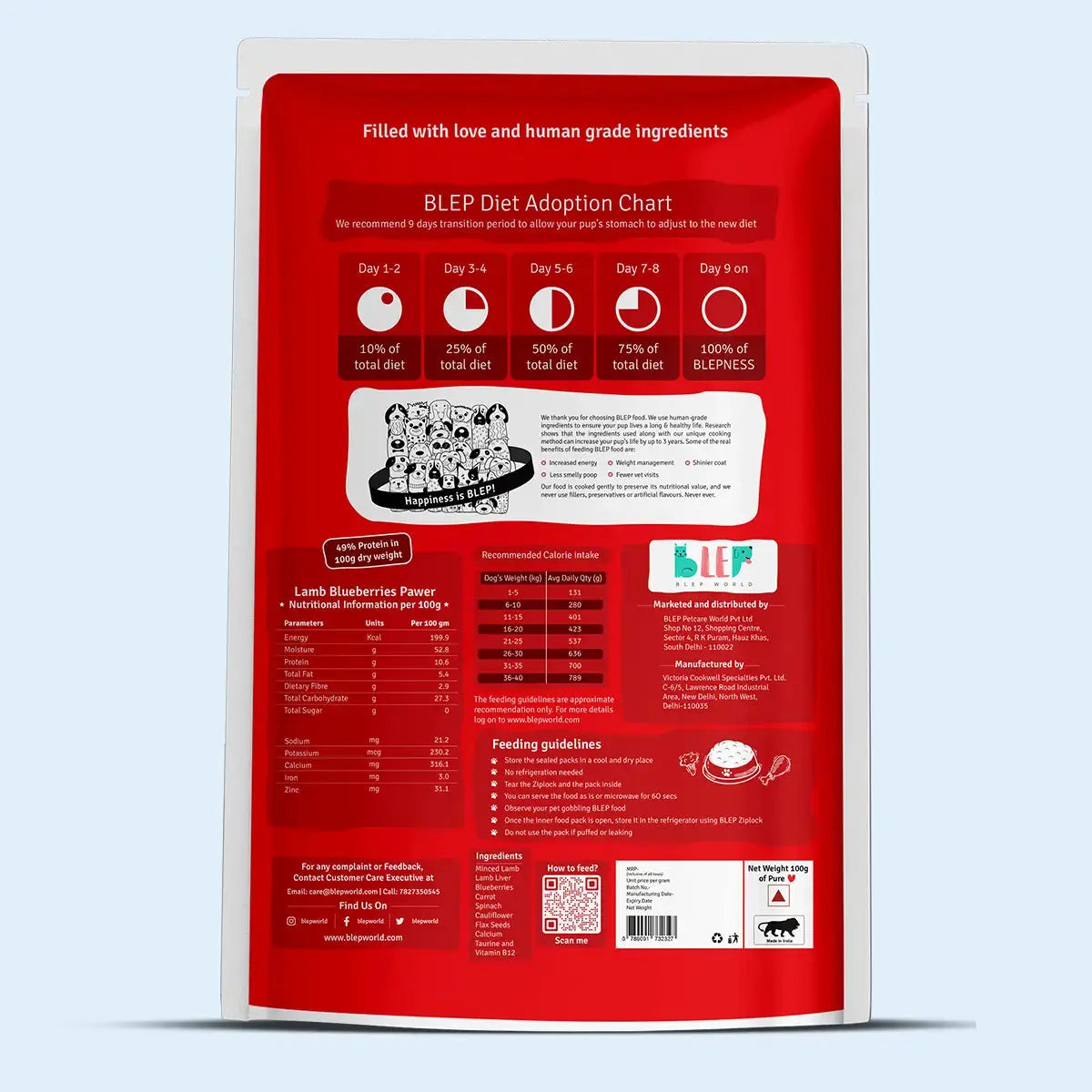 Monthly Pack of Lamb Blueberry Fresh Dog Food BlepWorld