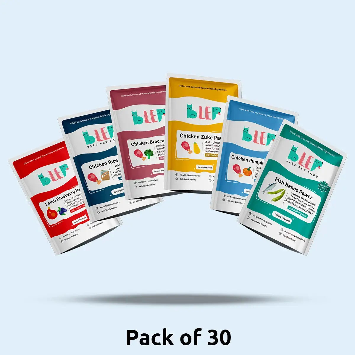 Monthly Pack of All Non-Veg Recipes of Fresh Dog Food (Chicken, Lamb & Fish) - 30 BlepWorld