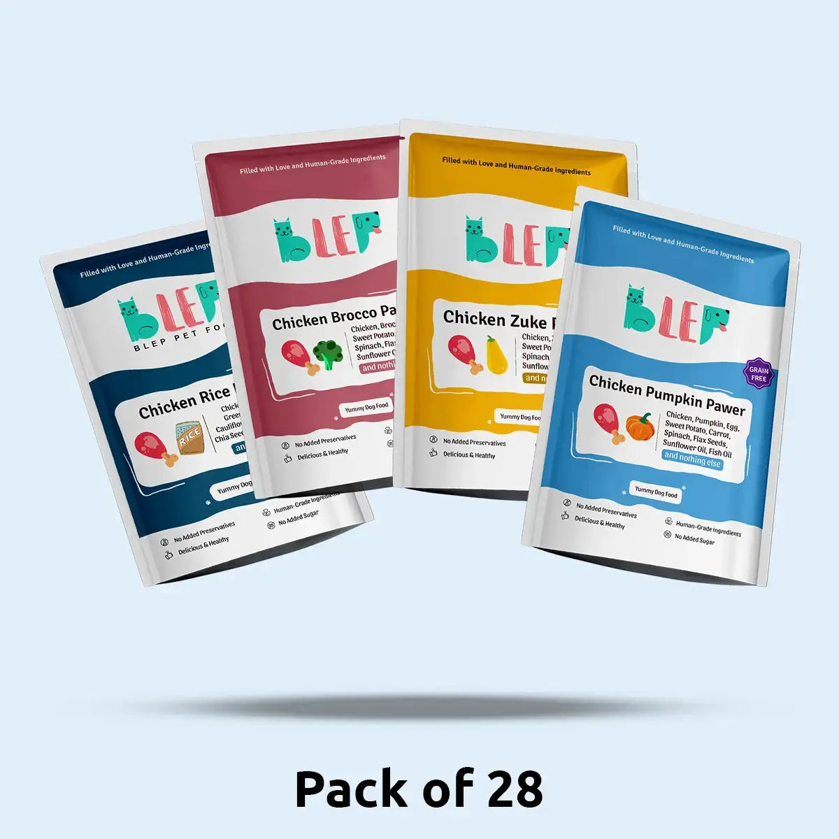 Monthly Pack of All Chicken Recipes of Fresh Dog Food (Pumpkin, Zucchini, Broccoli & Rice) - 28 BlepWorld