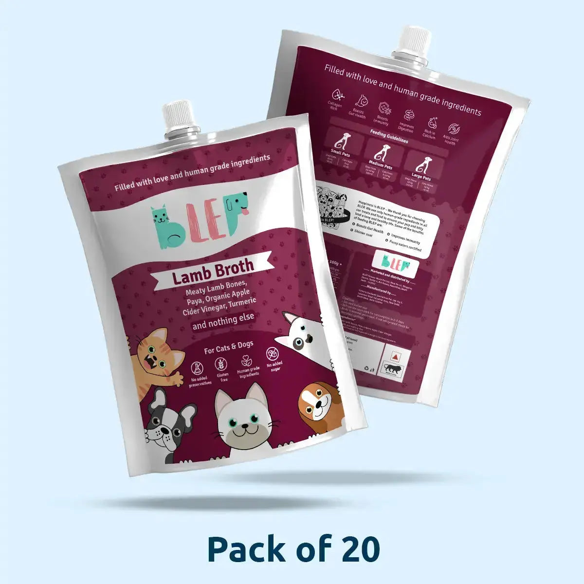 Lamb Broth for Cats & Dogs (Pack of 10&20) BlepWorld