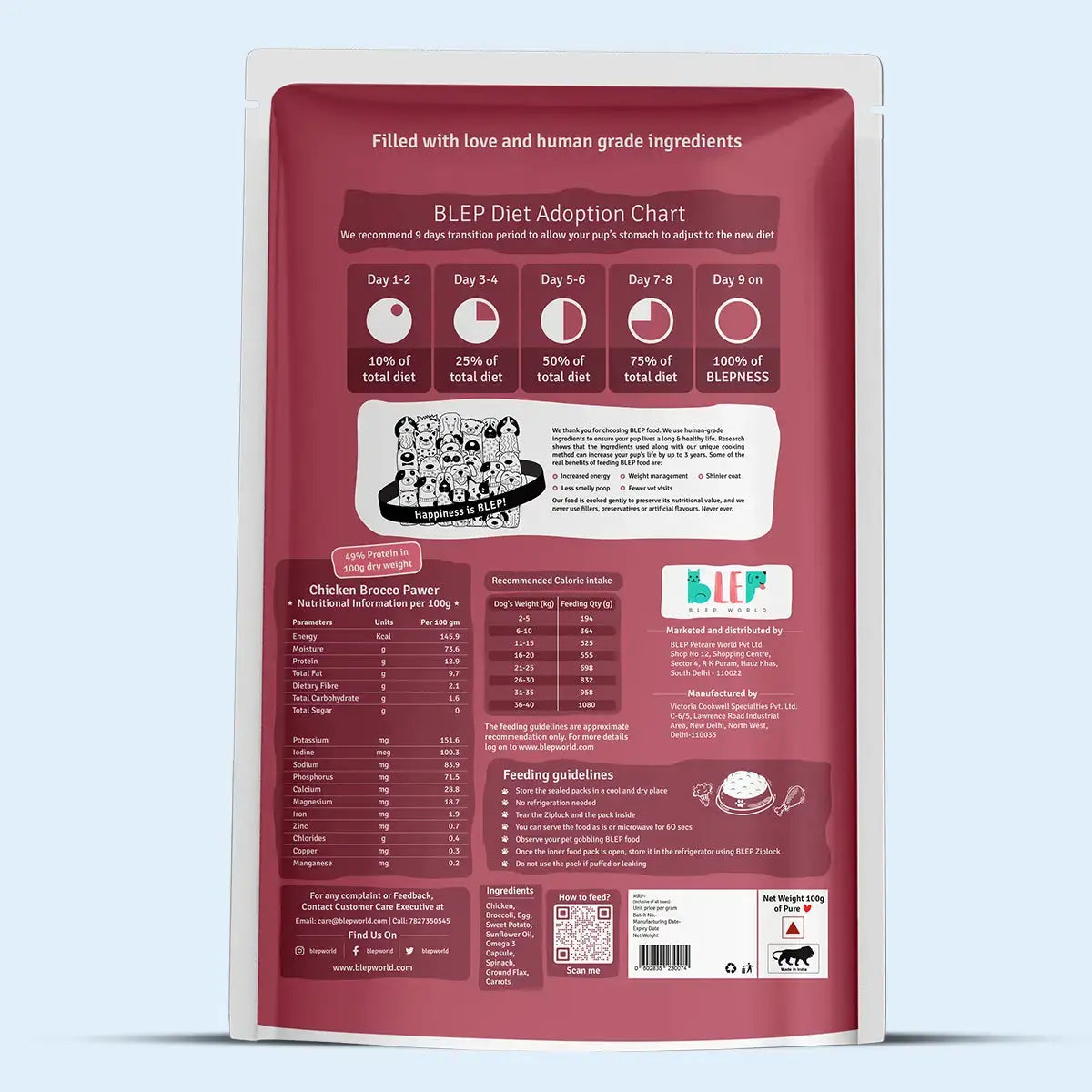 Chicken Zucchini, Pumpkin & Broccoli Fresh Dog Food - 3 packs of 100g BlepWorld