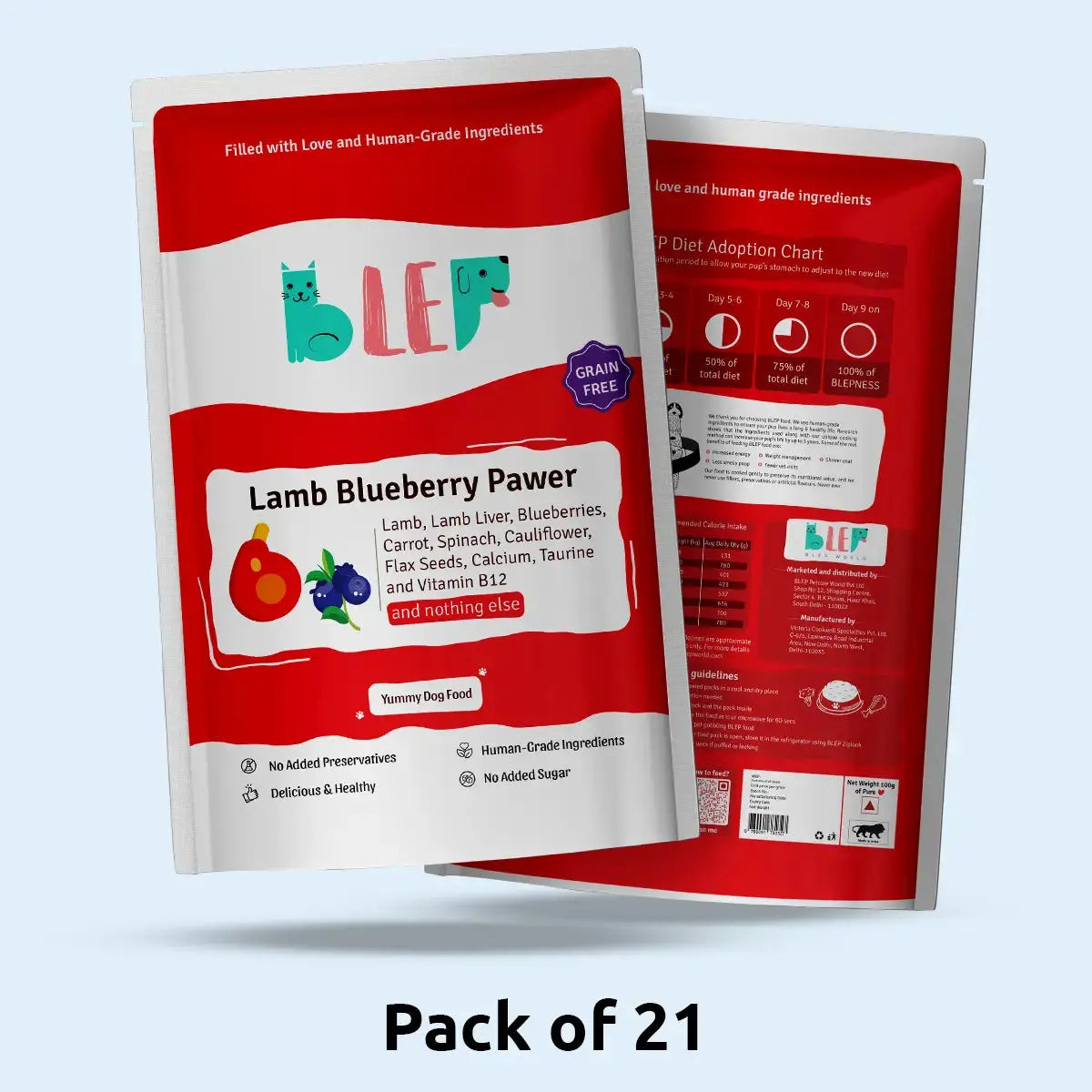 Monthly Pack of Lamb Blueberry Fresh Dog Food BlepWorld