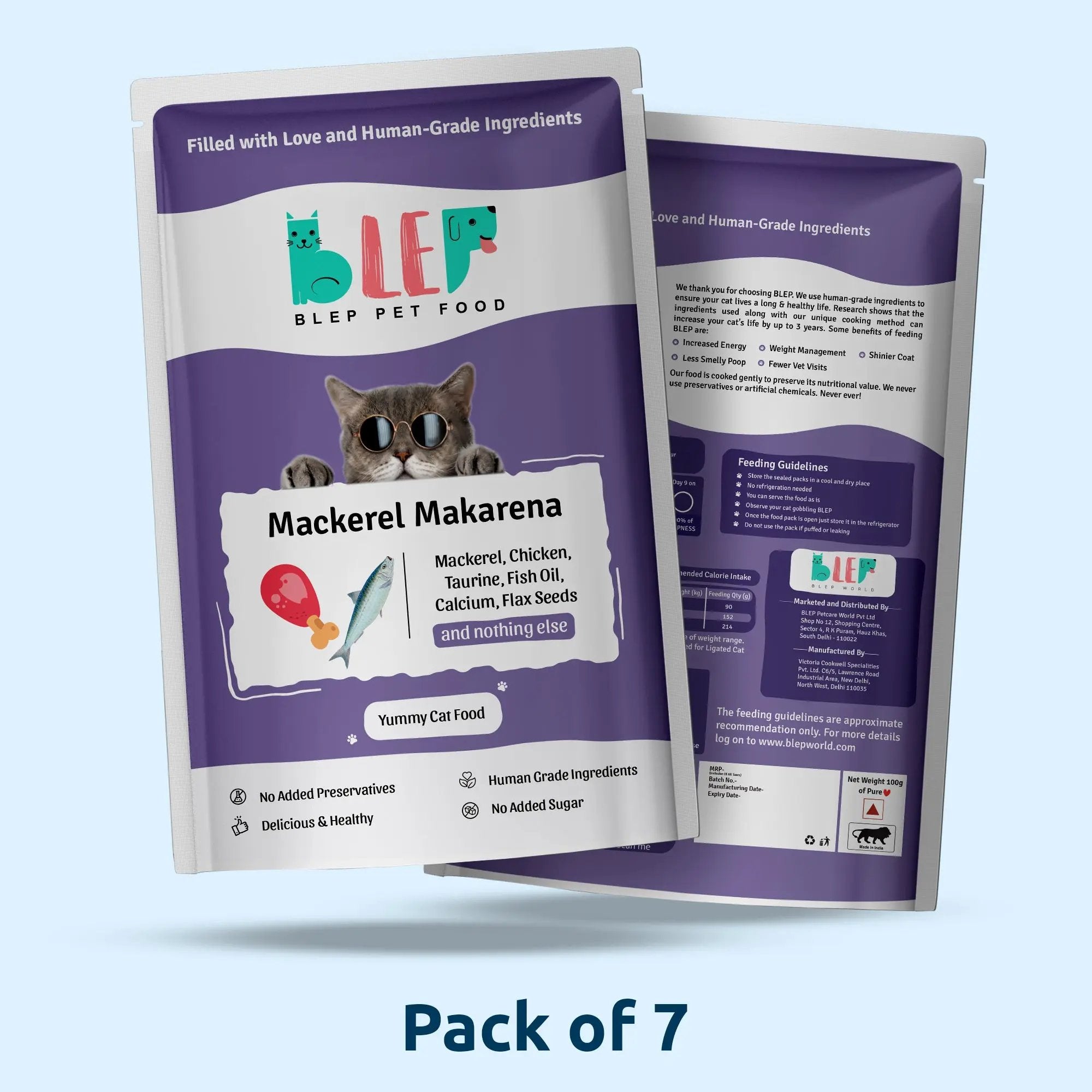 Mackerel Makarena Fresh Cat Food - Zero Preservatives BlepWorld