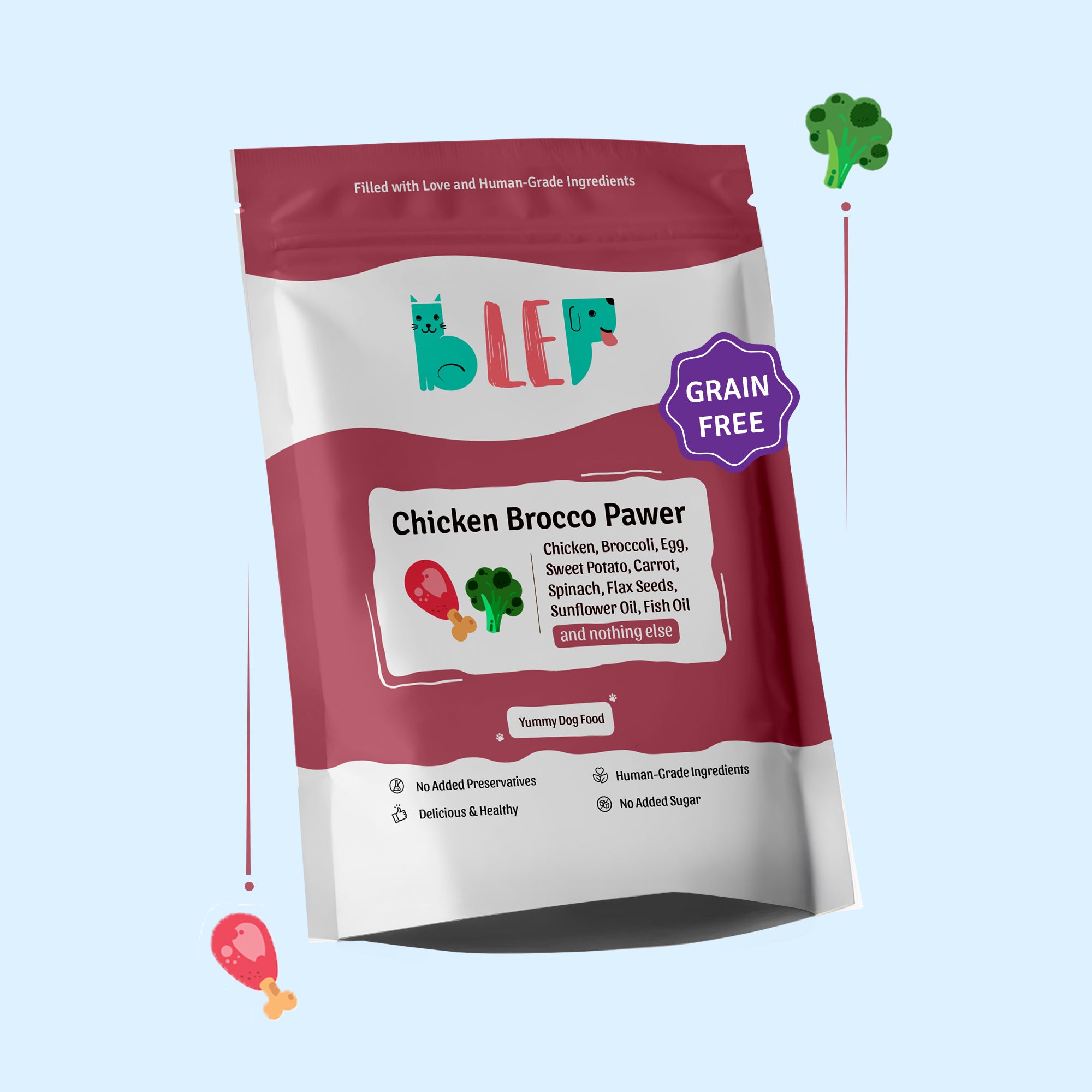 Chicken Broccoli Fresh Dog Food - Zero Preservatives