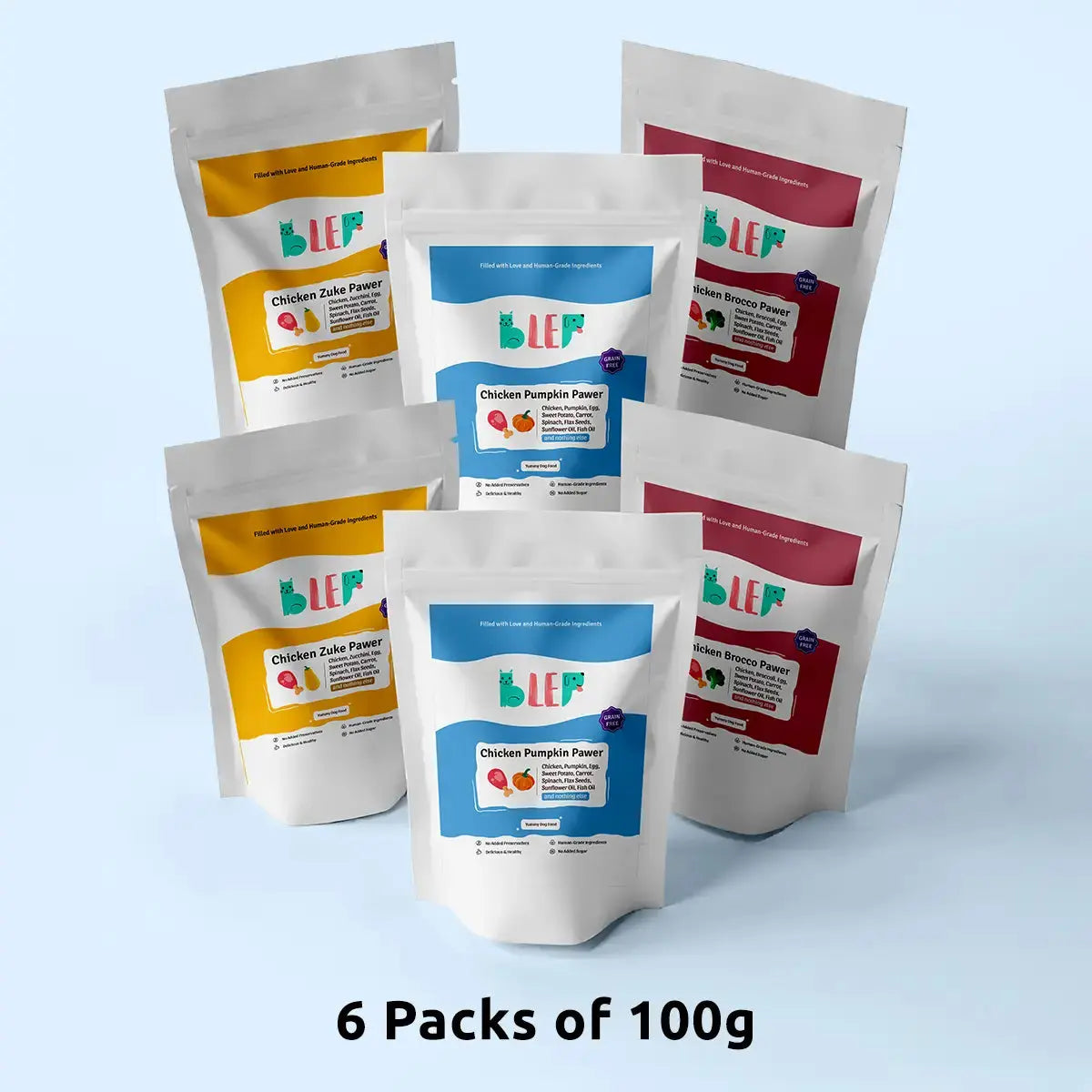 Chicken & Veggies Dog Food Trial Pack (Pumpkin, Broccoli, Zucchini) BlepWorld