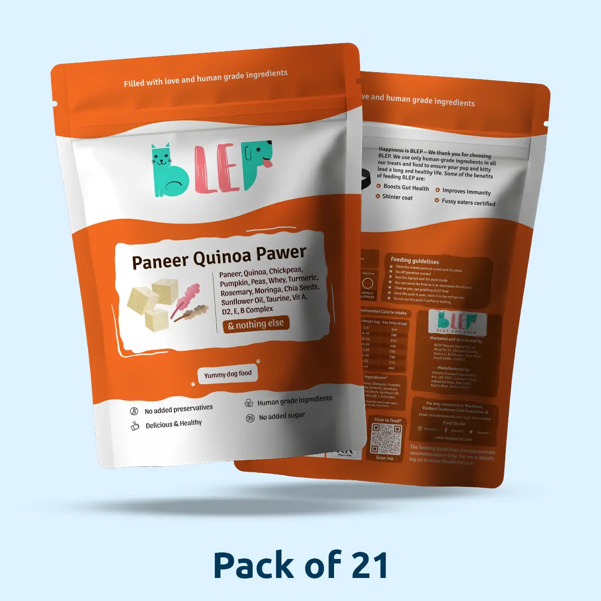 Paneer Quinoa Fresh Dog Food - No Preservatives