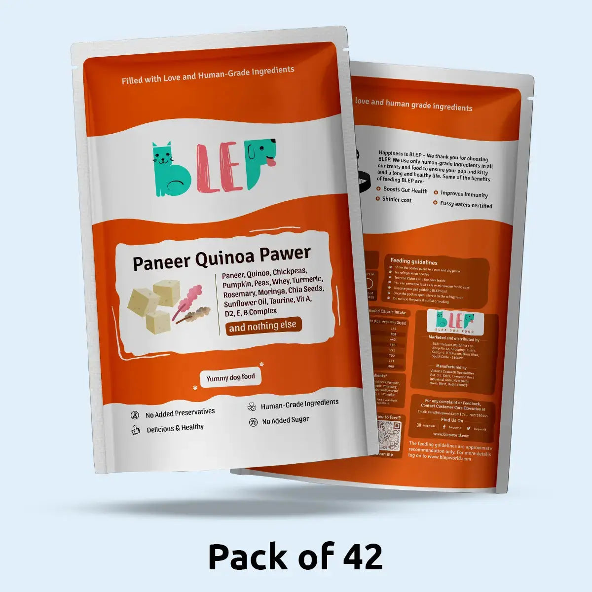 Monthly Pack of Paneer Quinoa Fresh Dog Food BlepWorld