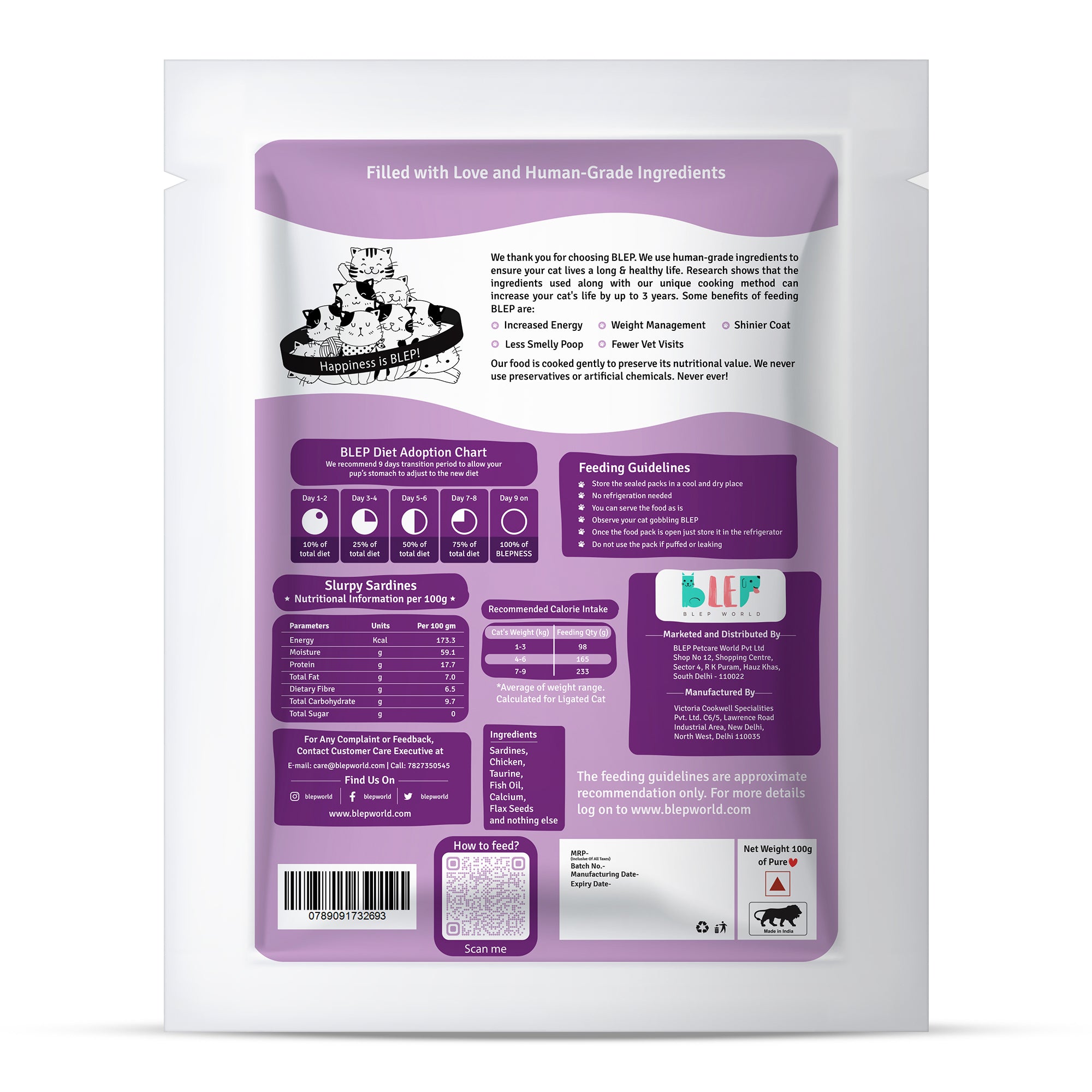 Slurpy Sardines Fresh Cat Food - Zero Preservatives