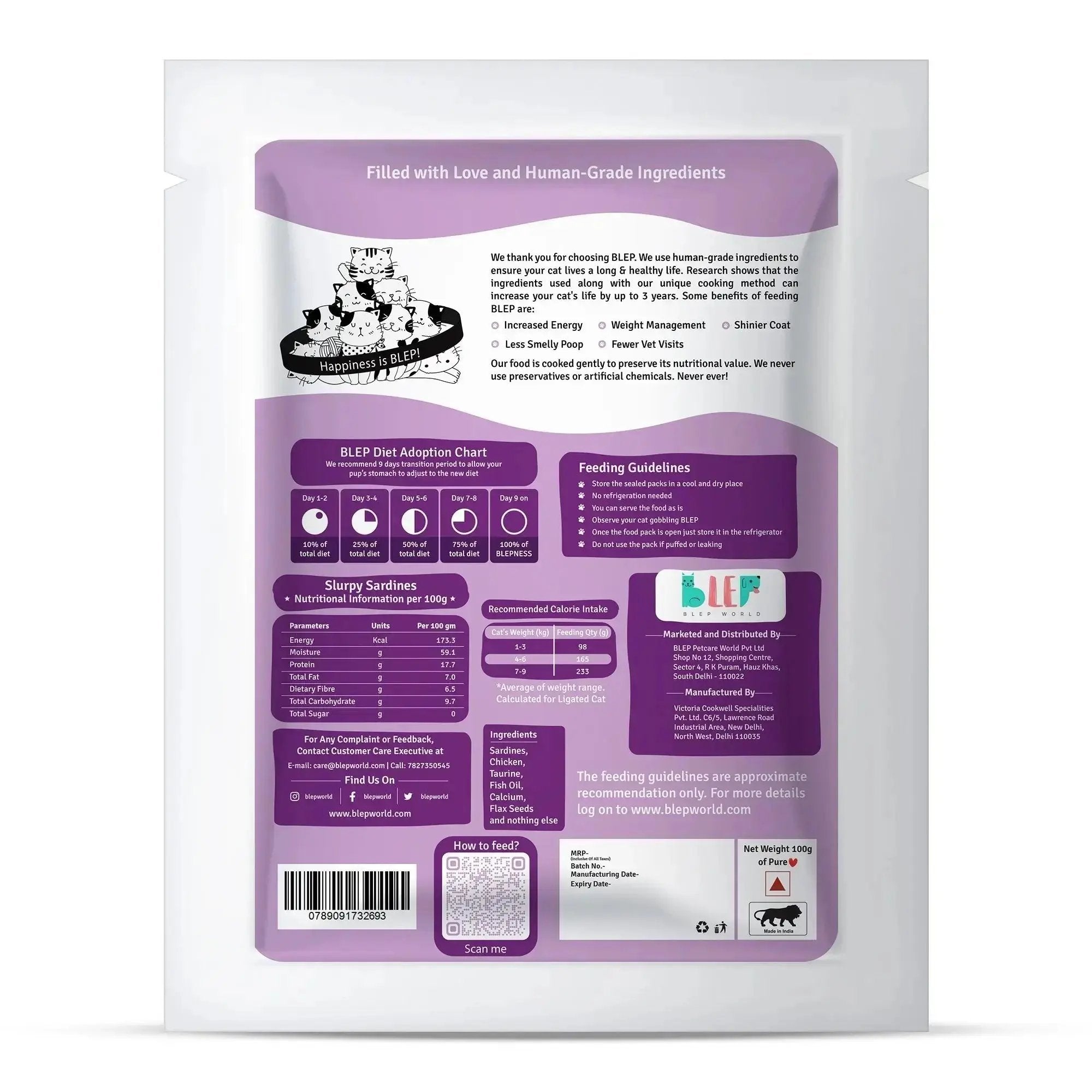 Monthly Pack of Slurpy Sardines Fresh Cat Food - 21 Packs of 100g BlepWorld