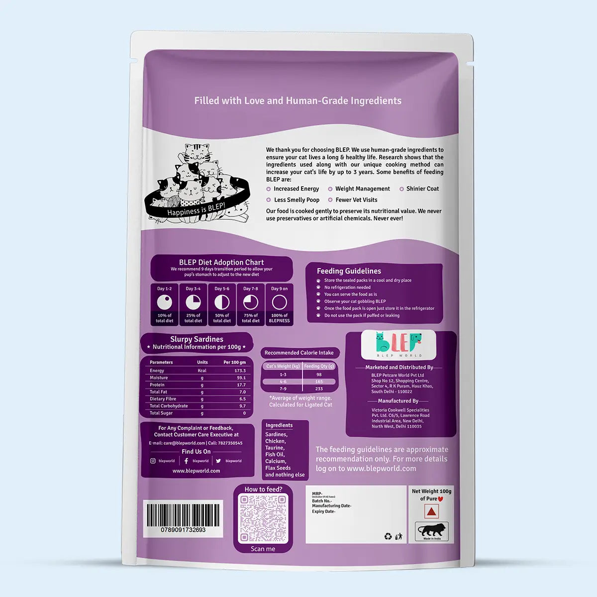 Monthly Pack of Slurpy Sardines Fresh Cat Food - 21 Packs of 100g