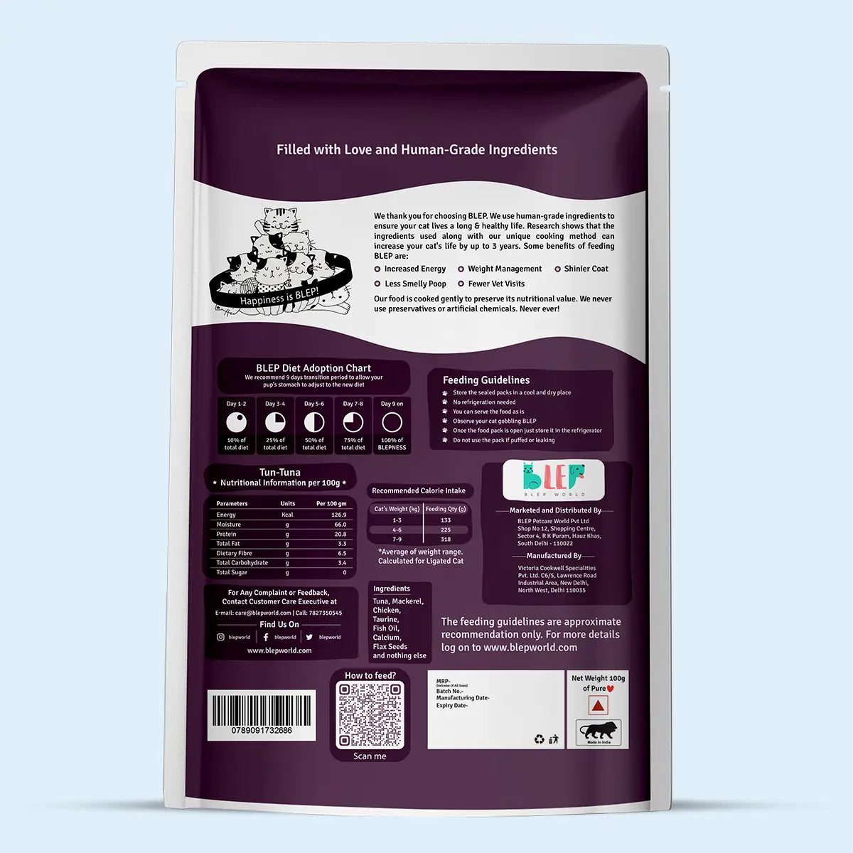 Monthly Pack of Tun-Tuna Fresh Cat Food - 21 Packs of 100g