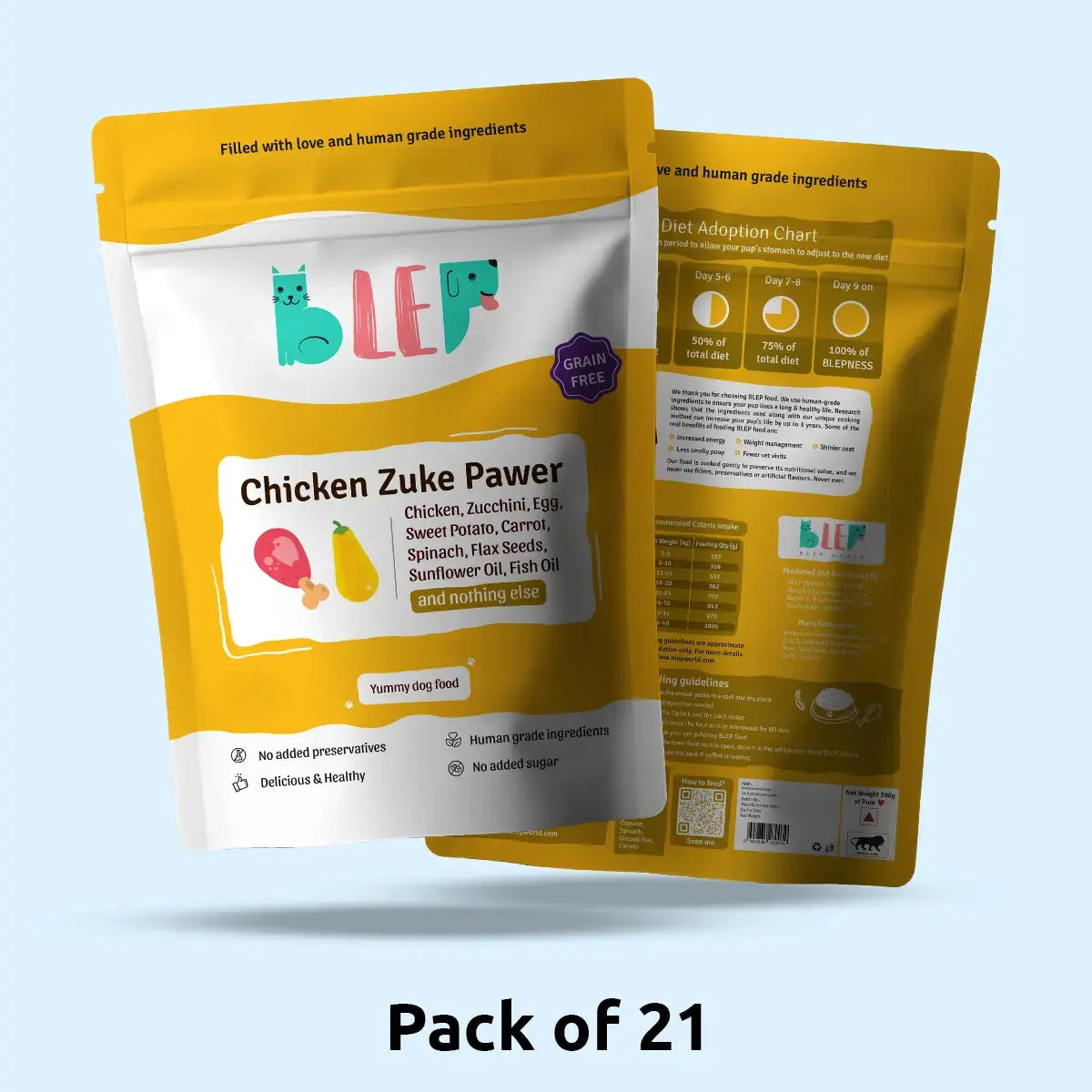 Monthly Pack of Chicken Zucchini Fresh Dog Food BlepWorld
#Packs_21 packs, #Size_200g