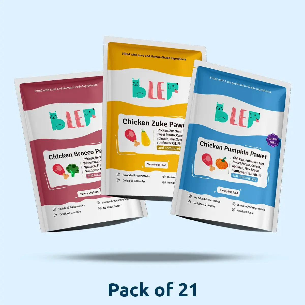 Monthly Pack of Chicken Pumpkin, Zucchini & Broccoli Fresh Dog Food BlepWorld