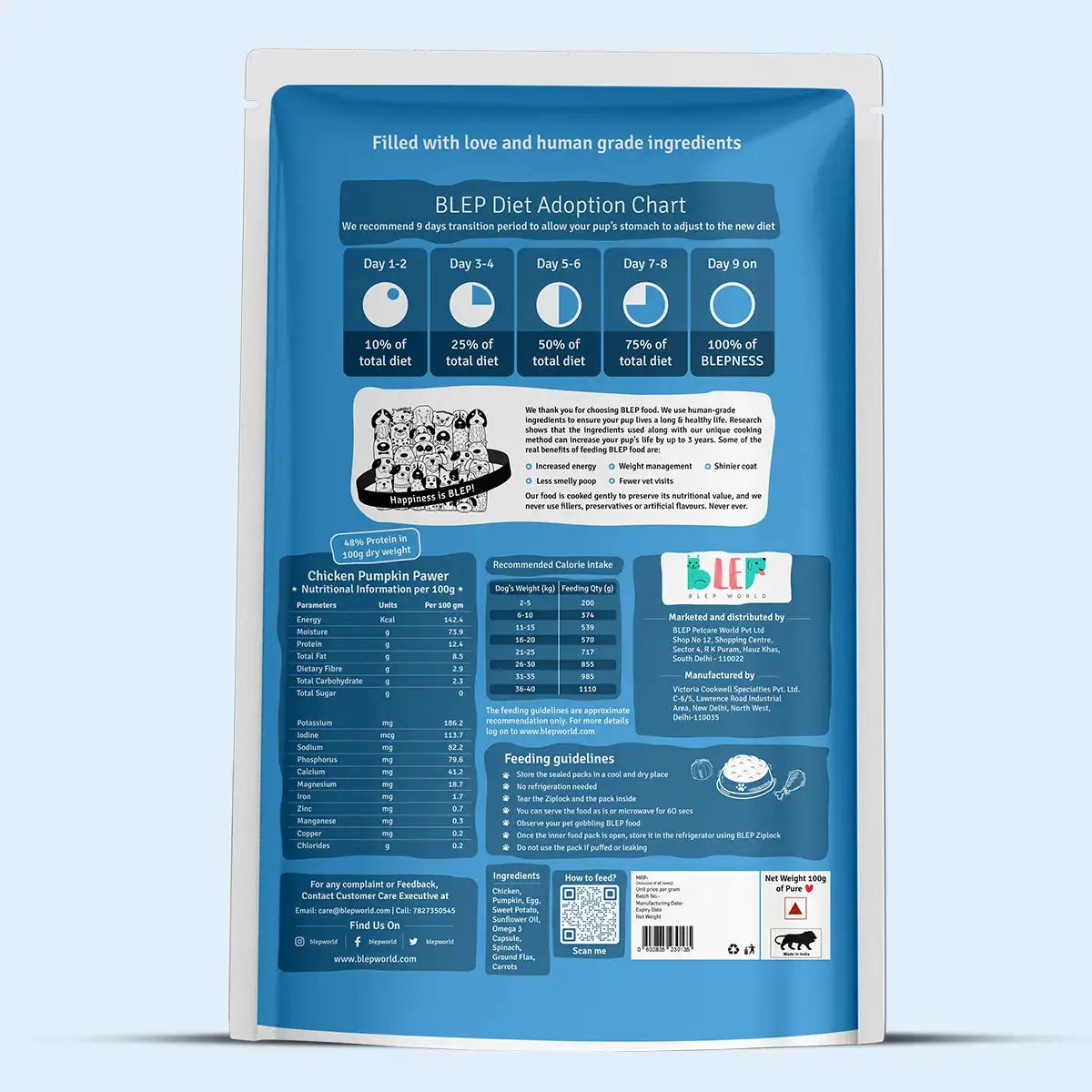 Chicken Zucchini, Pumpkin & Broccoli Fresh Dog Food - 3 packs of 100g BlepWorld