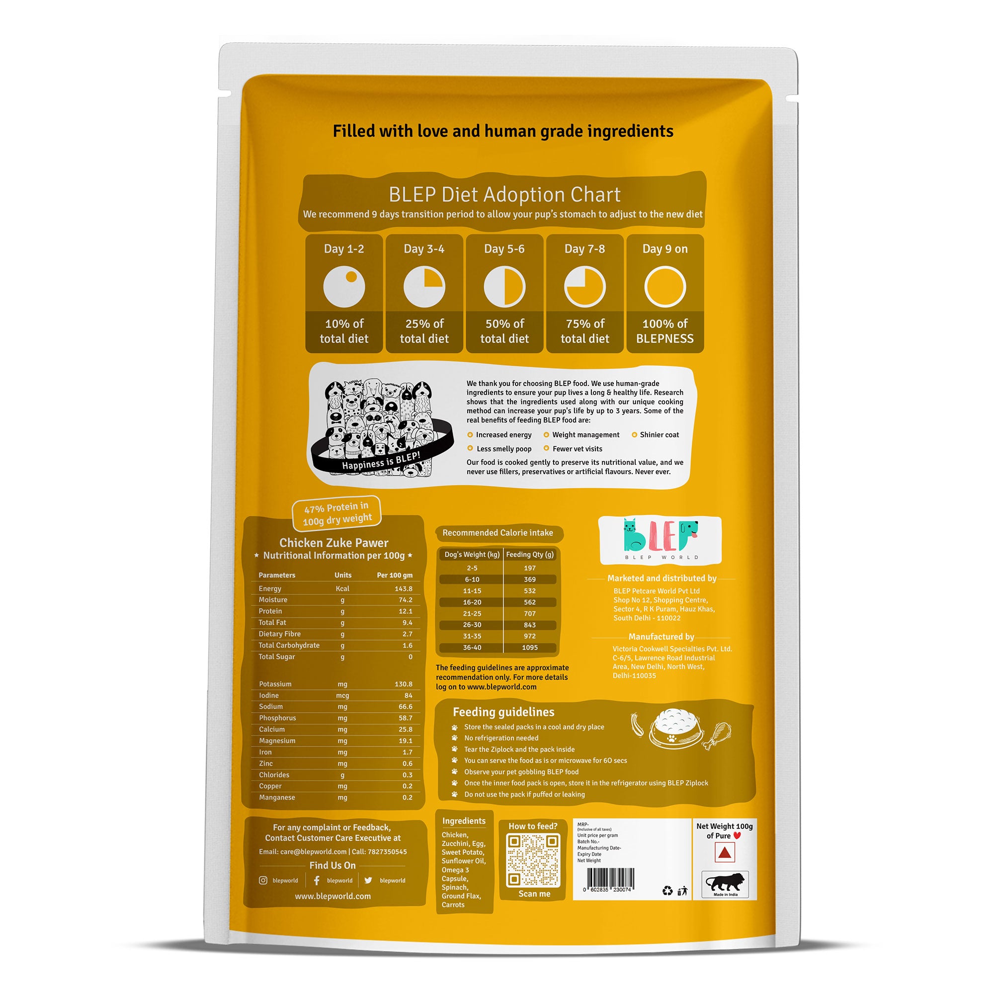 Monthly Pack of All Chicken Recipes of Fresh Dog Food (Pumpkin, Zucchini, Broccoli & Rice) - 28