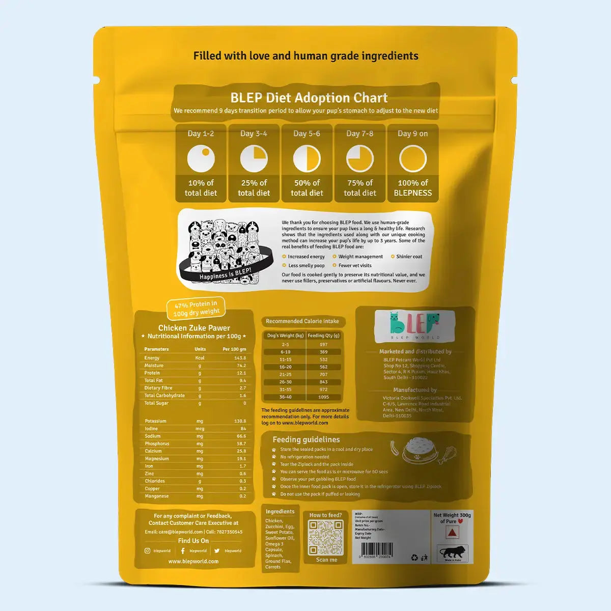 Monthly Pack of Chicken Pumpkin, Zucchini & Broccoli Fresh Dog Food BlepWorld