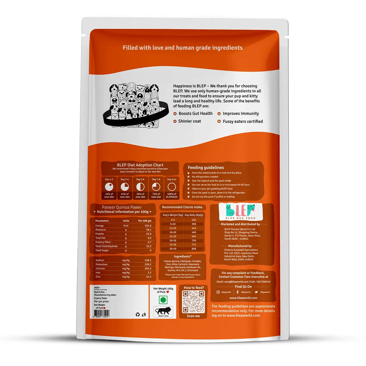 Monthly Pack of Paneer Quinoa Fresh Dog Food