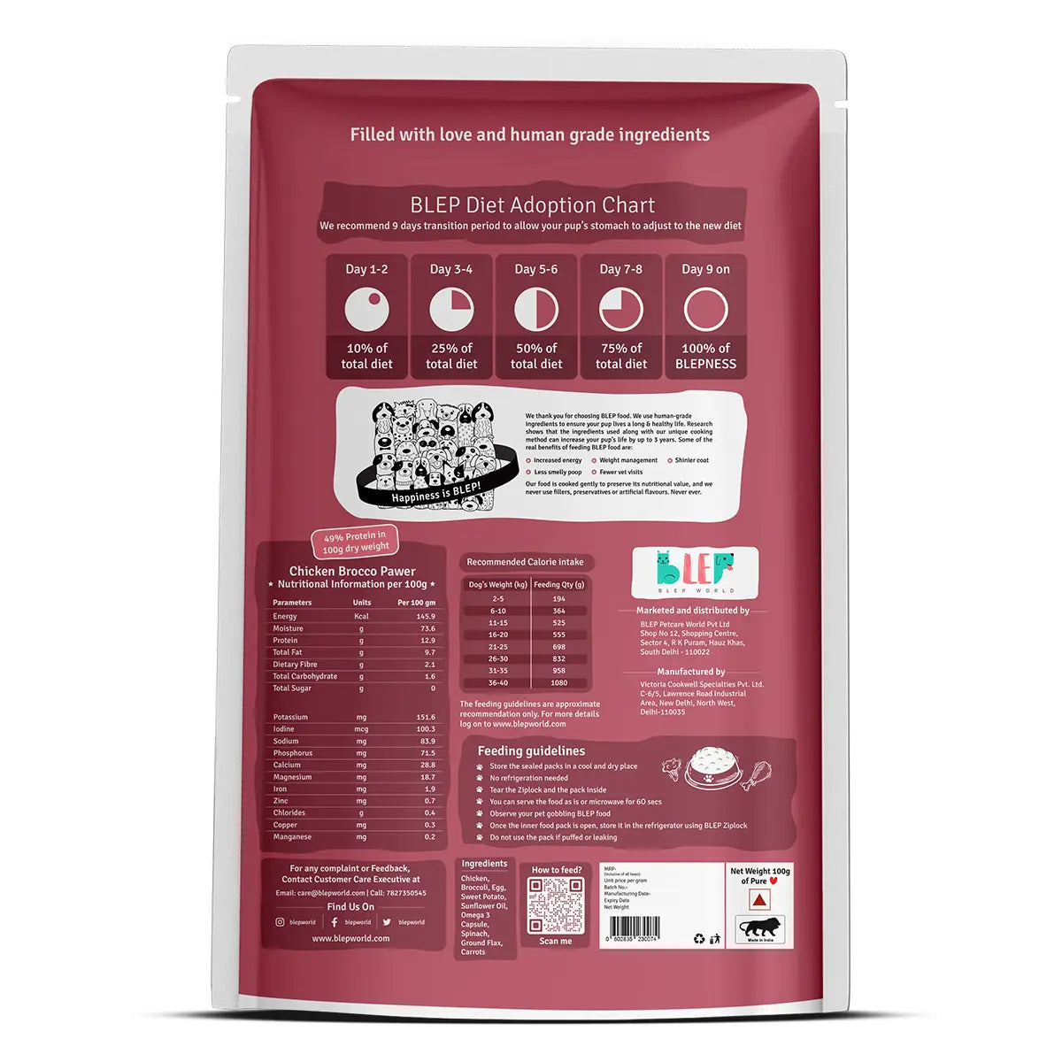 Chicken Broccoli Fresh Dog Food - Zero Preservatives