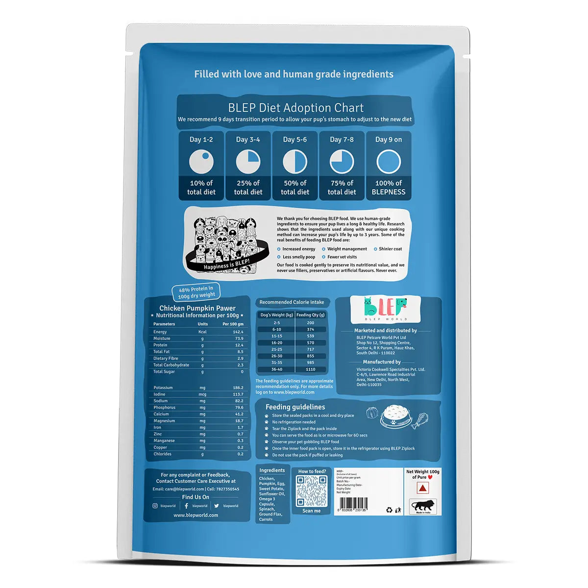 Chicken Pumpkin Fresh Dog Food - Zero Preservatives