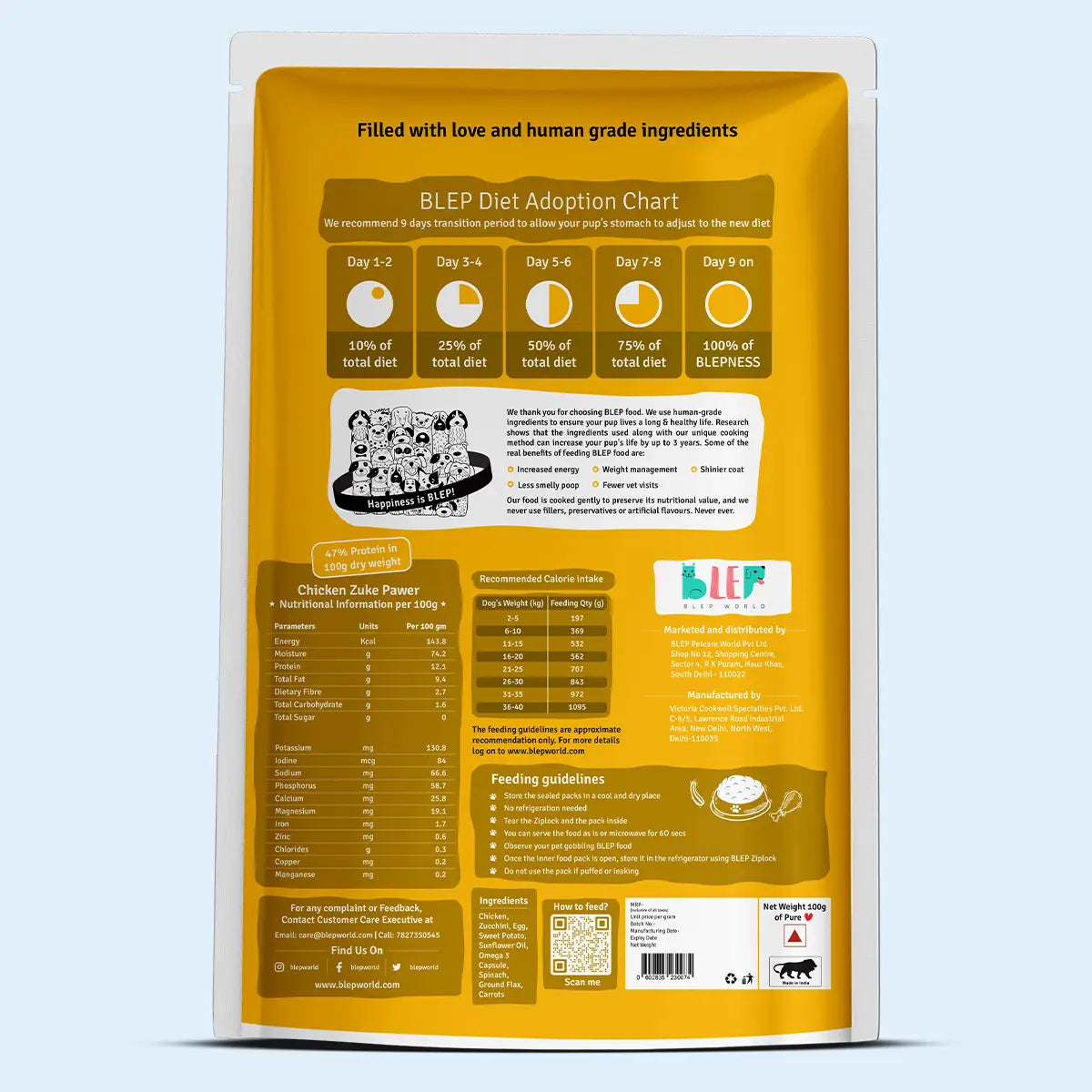 Chicken Zucchini Fresh Dog Food - Zero Preservatives BlepWorld