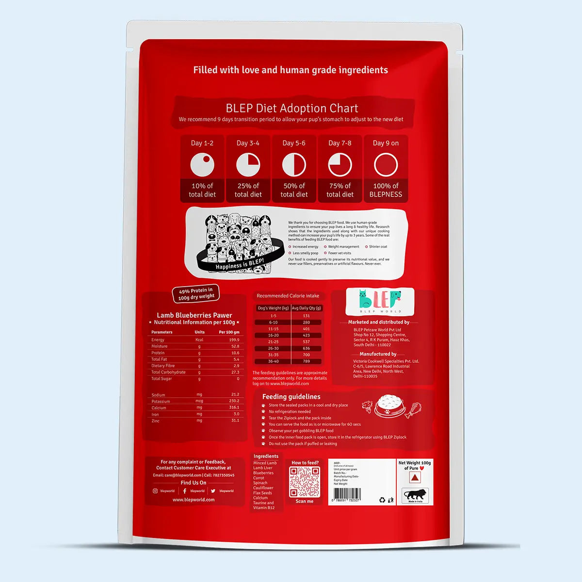 Monthly Pack of Lamb Blueberry Fresh Dog Food BlepWorld