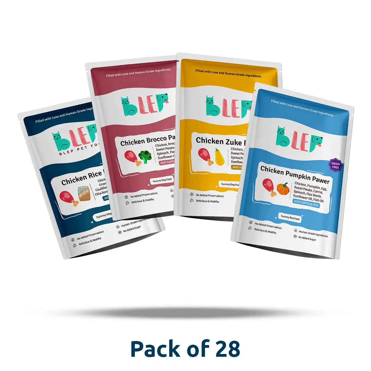 Monthly Pack of All Chicken Recipes of Fresh Dog Food (Pumpkin, Zucchini, Broccoli & Rice) - 28