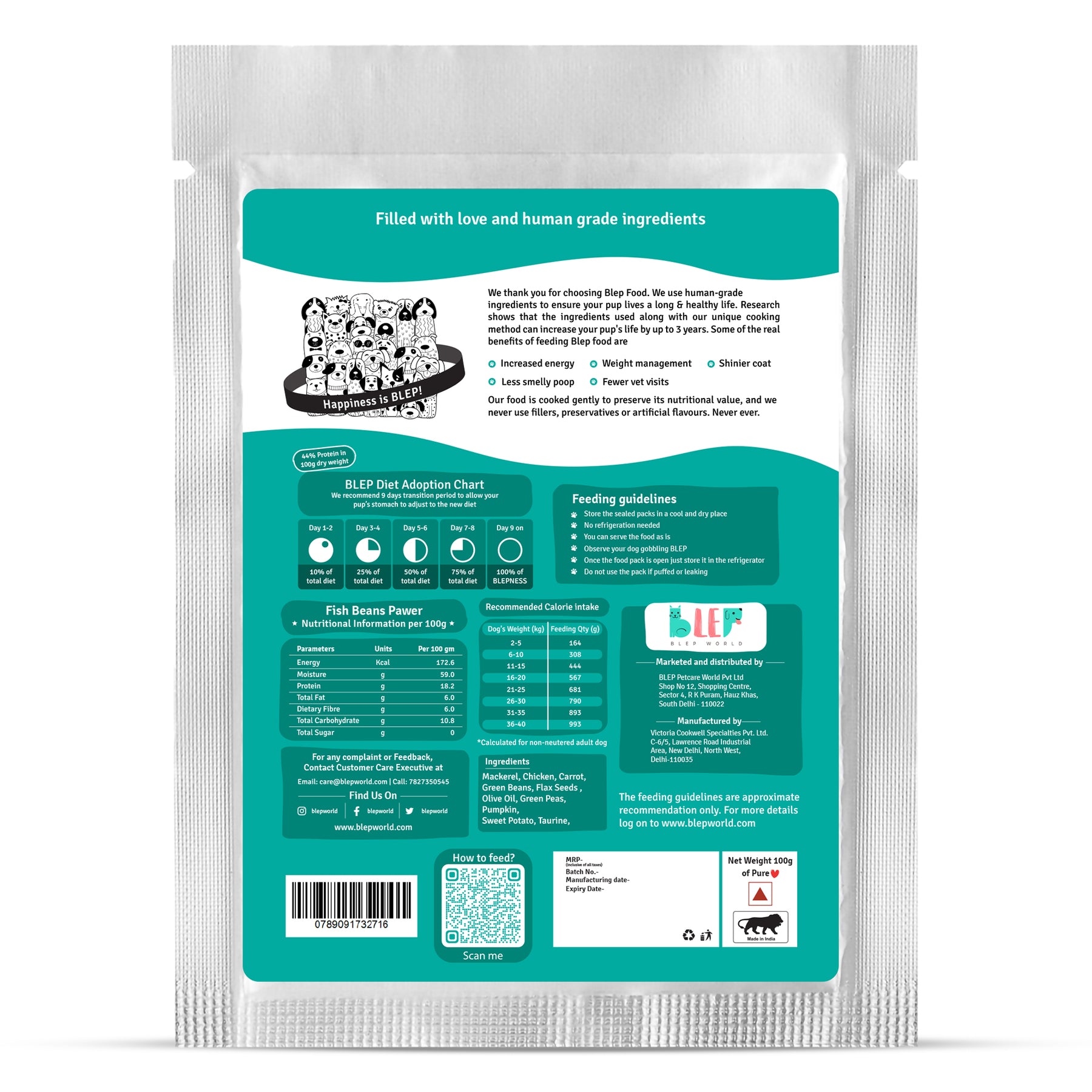 Fish Beans Fresh Dog Food Trial Pack - 5 packs of 100g