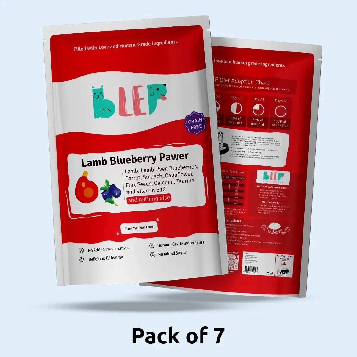 Lamb Blueberry Fresh Dog Food - Zero Preservatives BlepWorld