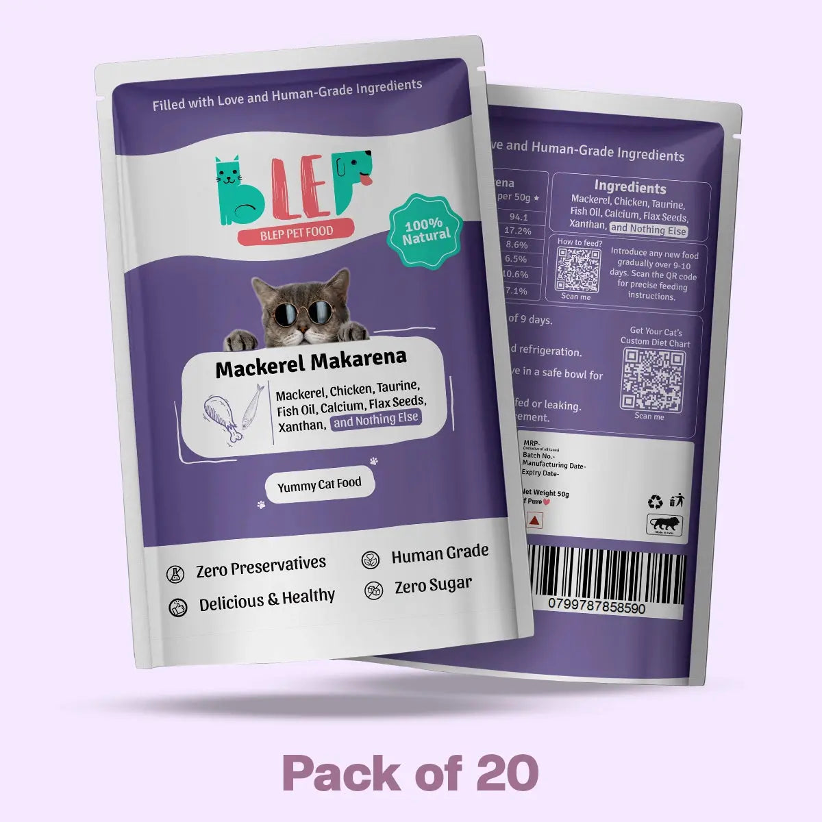 Monthly Pack of Mackerel Makarena Fresh Cat Food