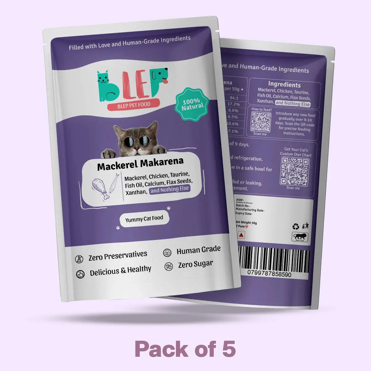 Mackerel Makarena Fresh Cat Food - Zero Preservatives