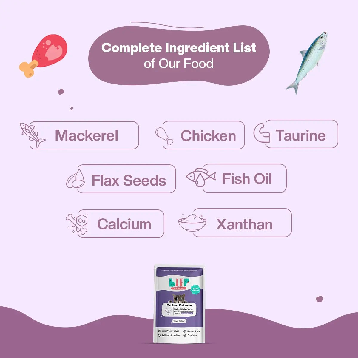 Mackerel Makarena Fresh Cat Food - Zero Preservatives