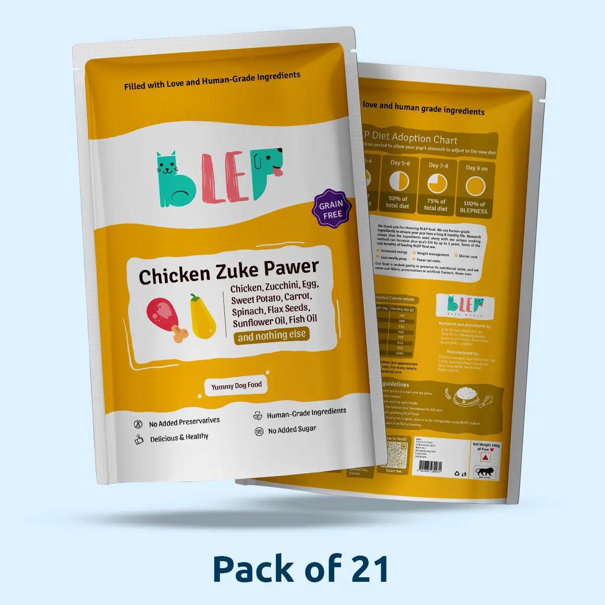 Chicken Zucchini Fresh Dog Food - Zero Preservatives